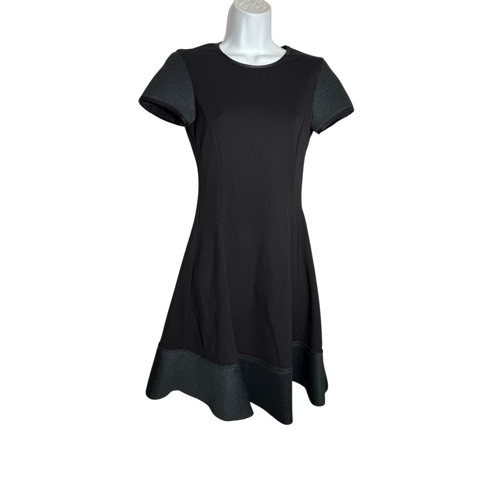 Pink Tartan Dress Size 2 Black Fit & Flare Sleeveless Textured Mesh‎ Hem Career